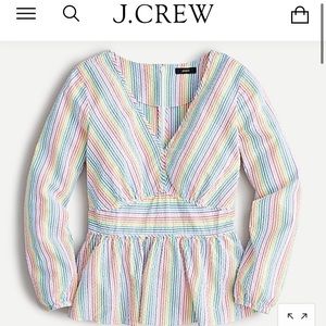 Never Worn: J.Crew V-neck top rainbow seersucker